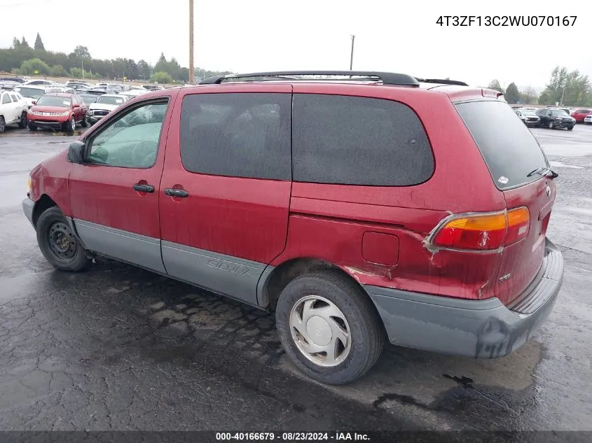 1998 Toyota Sienna Le VIN: 4T3ZF13C2WU070167 Lot: 40166679