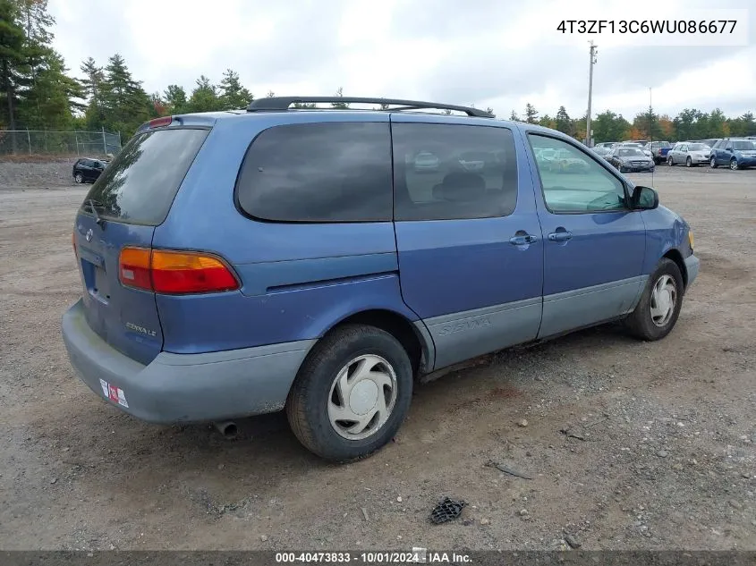 1998 Toyota Sienna Le VIN: 4T3ZF13C6WU086677 Lot: 40473833