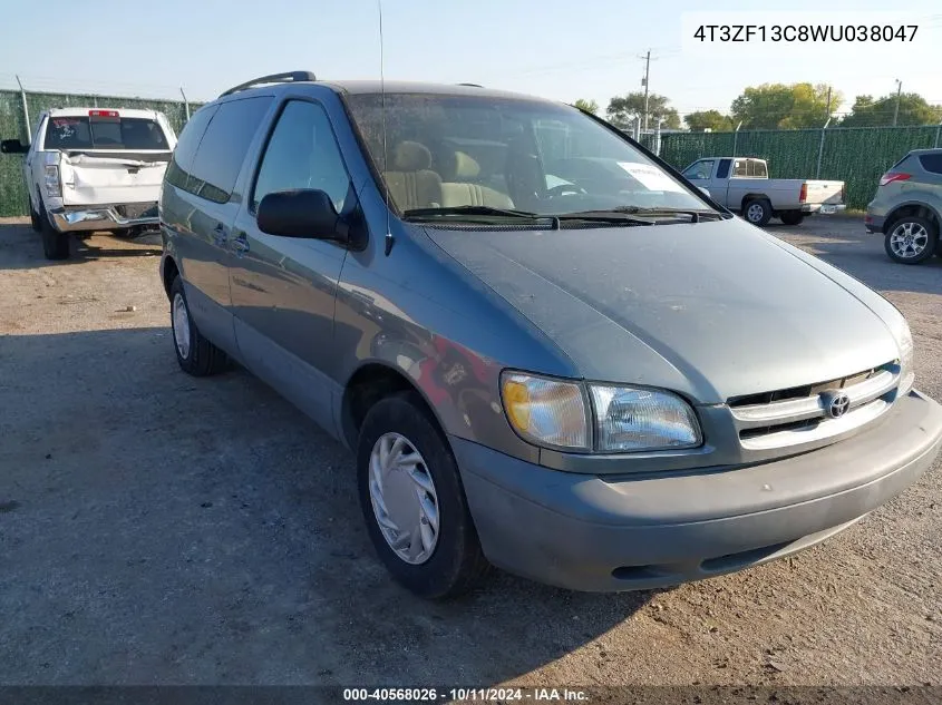 1998 Toyota Sienna Le VIN: 4T3ZF13C8WU038047 Lot: 40568026