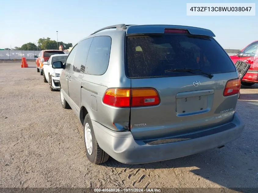 1998 Toyota Sienna Le VIN: 4T3ZF13C8WU038047 Lot: 40568026