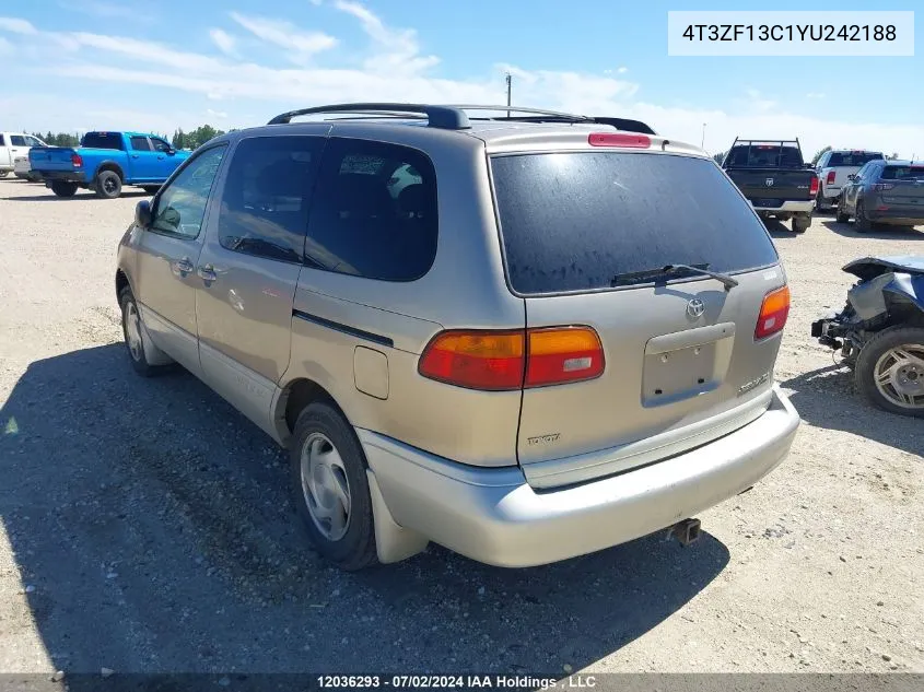 2000 Toyota Sienna Le/Xle VIN: 4T3ZF13C1YU242188 Lot: 12036293