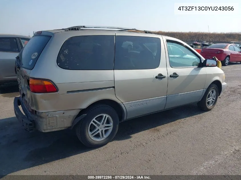 2000 Toyota Sienna Le VIN: 4T3ZF13C0YU243056 Lot: 39972288