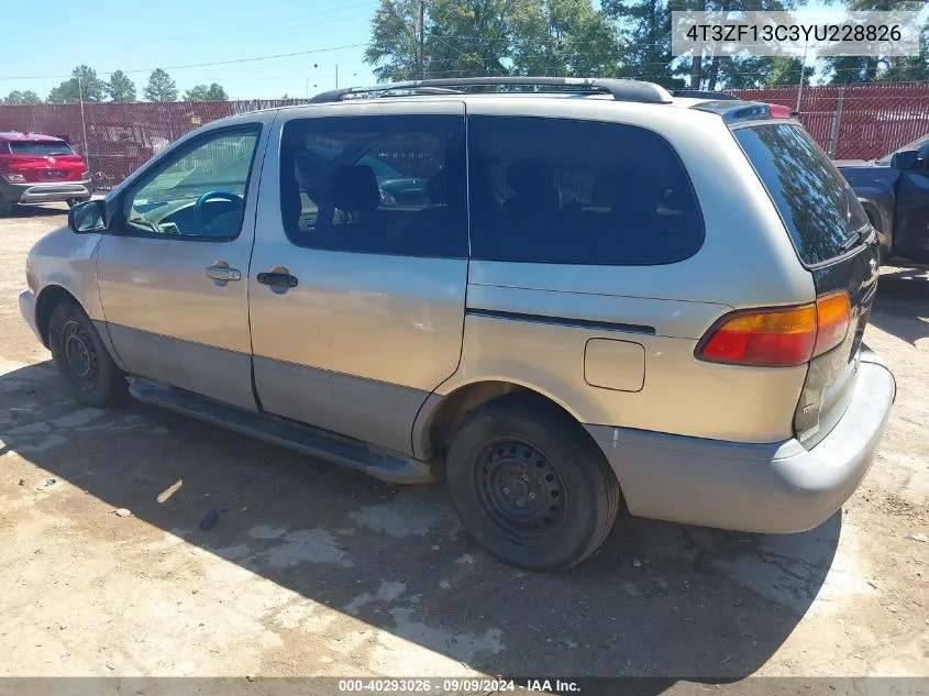 2000 Toyota Sienna Le VIN: 4T3ZF13C3YU228826 Lot: 40293026