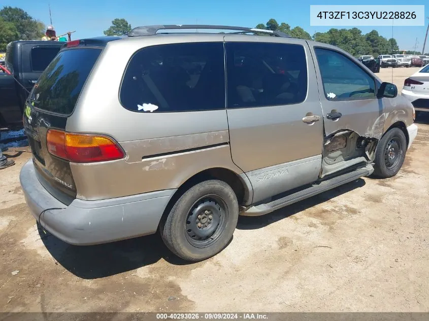 2000 Toyota Sienna Le VIN: 4T3ZF13C3YU228826 Lot: 40293026