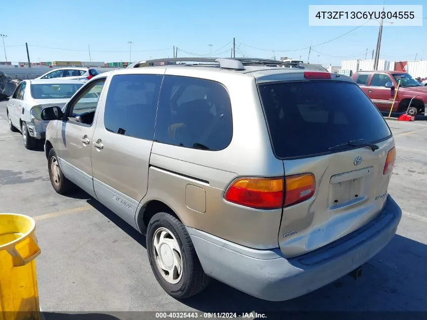 2000 Toyota Sienna Le VIN: 4T3ZF13C6YU304555 Lot: 40325443