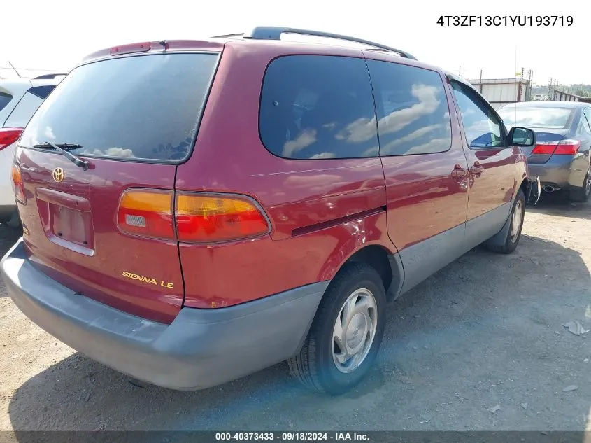 2000 Toyota Sienna Le VIN: 4T3ZF13C1YU193719 Lot: 40373433