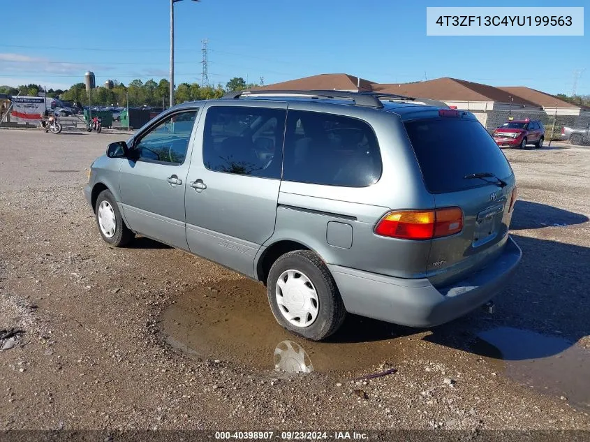 2000 Toyota Sienna Le VIN: 4T3ZF13C4YU199563 Lot: 40398907