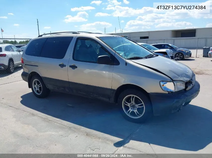 2000 Toyota Sienna Le VIN: 4T3ZF13C7YU274384 Lot: 40441868