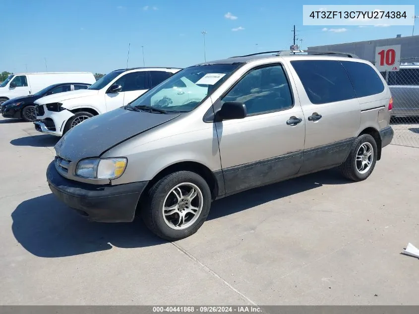 2000 Toyota Sienna Le VIN: 4T3ZF13C7YU274384 Lot: 40441868