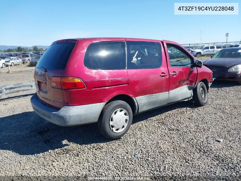 2000 Toyota Sienna Ce VIN: 4T3ZF19C4YU228048 Lot: 40449860