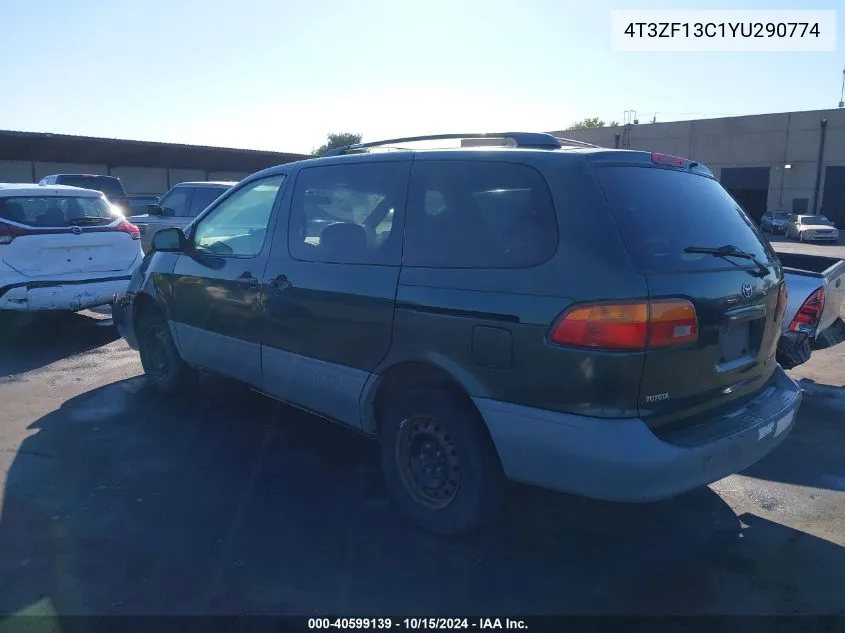 2000 Toyota Sienna Le VIN: 4T3ZF13C1YU290774 Lot: 40599139