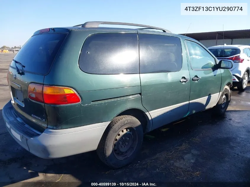 2000 Toyota Sienna Le VIN: 4T3ZF13C1YU290774 Lot: 40599139