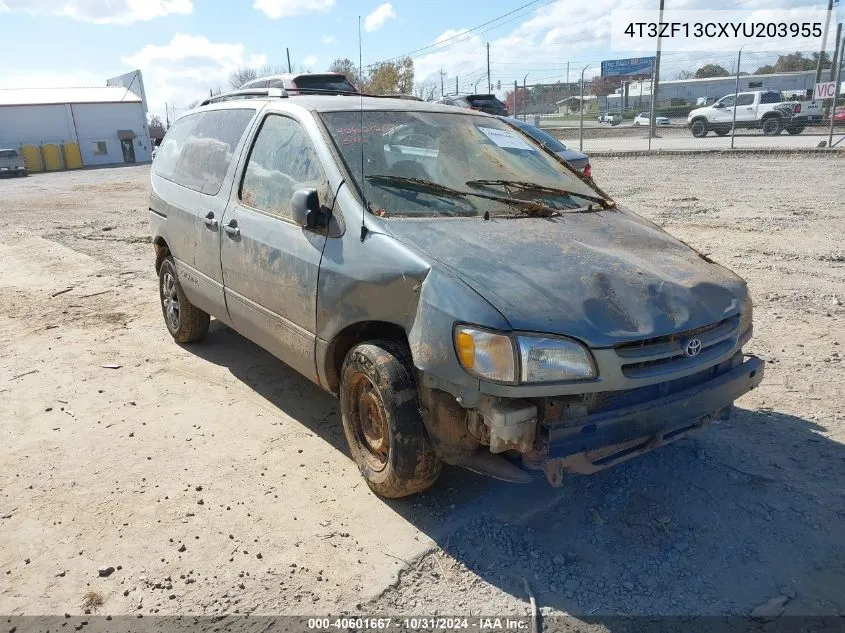 2000 Toyota Sienna Le VIN: 4T3ZF13CXYU203955 Lot: 40601667