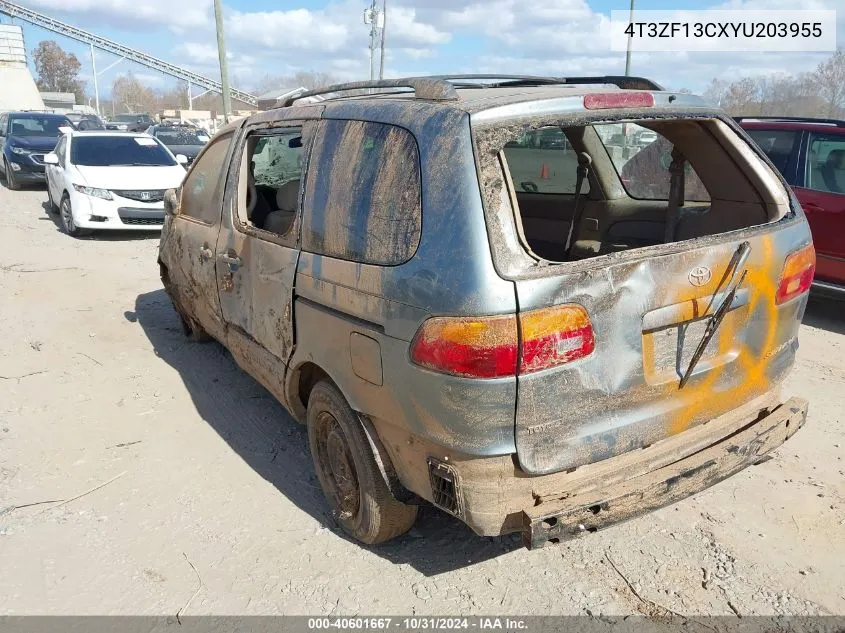 2000 Toyota Sienna Le VIN: 4T3ZF13CXYU203955 Lot: 40601667