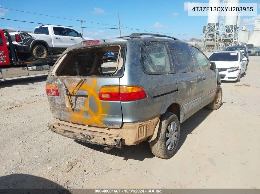 2000 Toyota Sienna Le VIN: 4T3ZF13CXYU203955 Lot: 40601667