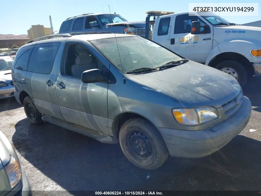 2000 Toyota Sienna Le VIN: 4T3ZF13CXYU194299 Lot: 40606224