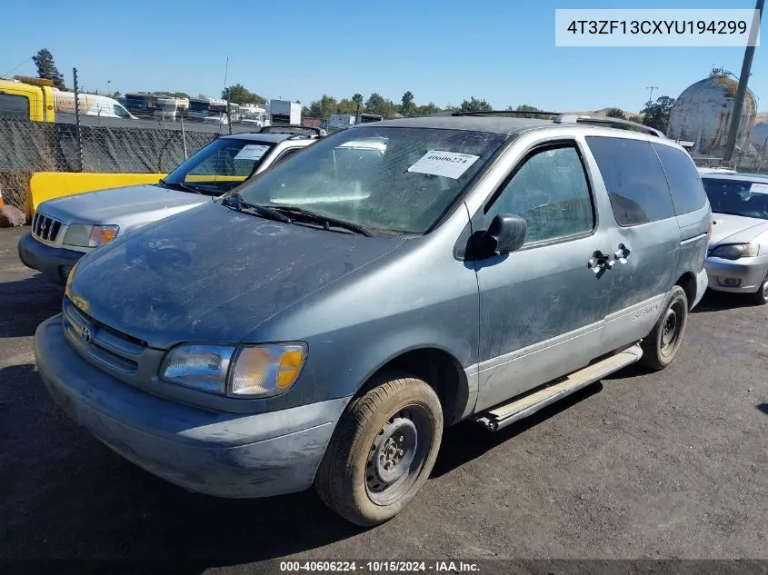 2000 Toyota Sienna Le VIN: 4T3ZF13CXYU194299 Lot: 40606224