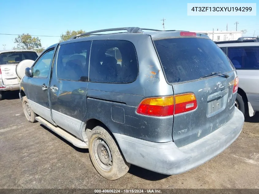 2000 Toyota Sienna Le VIN: 4T3ZF13CXYU194299 Lot: 40606224