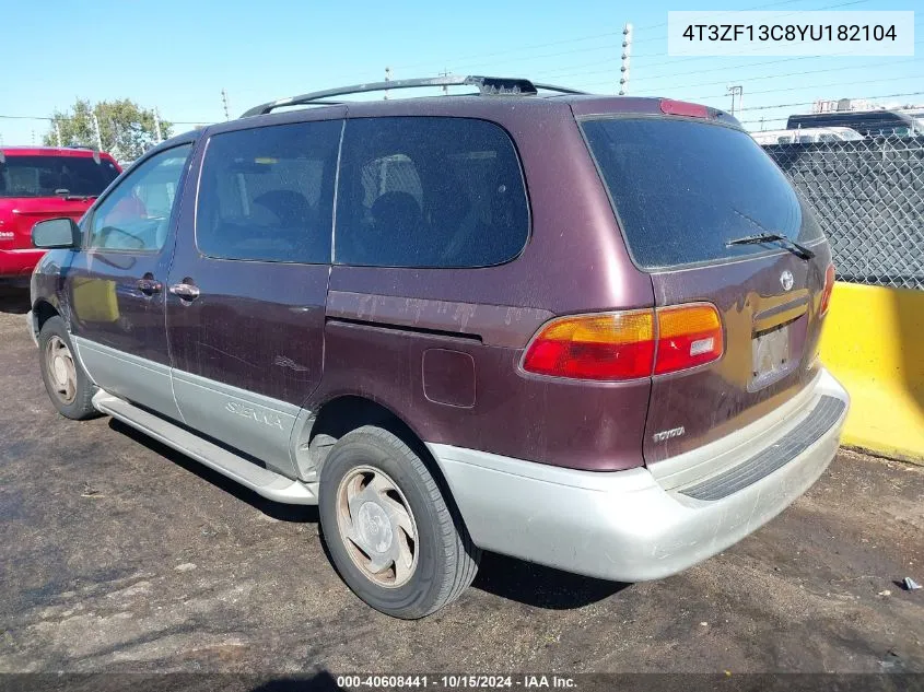 2000 Toyota Sienna Xle VIN: 4T3ZF13C8YU182104 Lot: 40608441