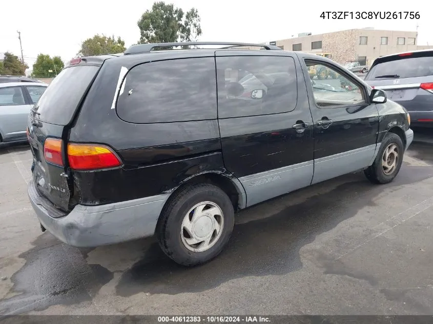 2000 Toyota Sienna Le VIN: 4T3ZF13C8YU261756 Lot: 40612383