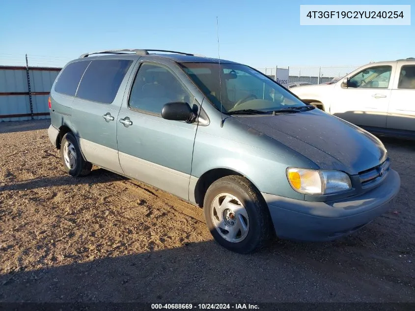 2000 Toyota Sienna Ce VIN: 4T3GF19C2YU240254 Lot: 40688669