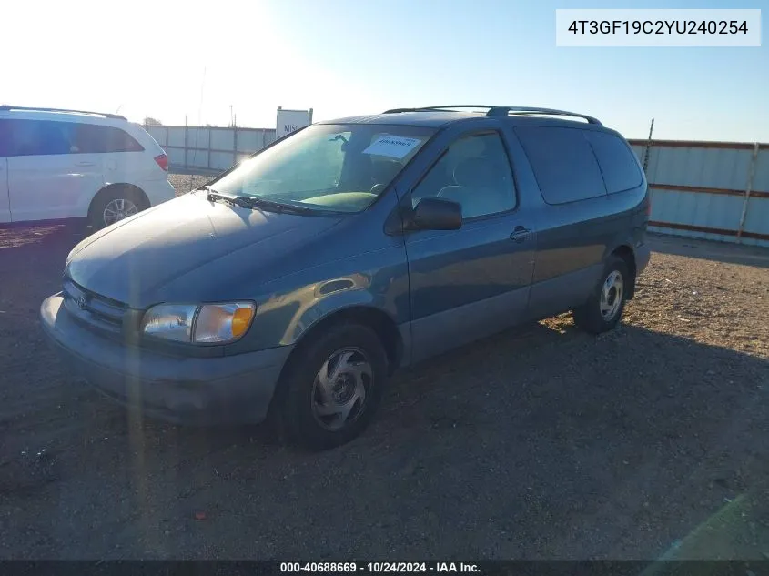 2000 Toyota Sienna Ce VIN: 4T3GF19C2YU240254 Lot: 40688669