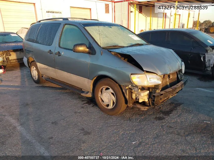 2000 Toyota Sienna Le VIN: 4T3ZF13C3YU288539 Lot: 40750737