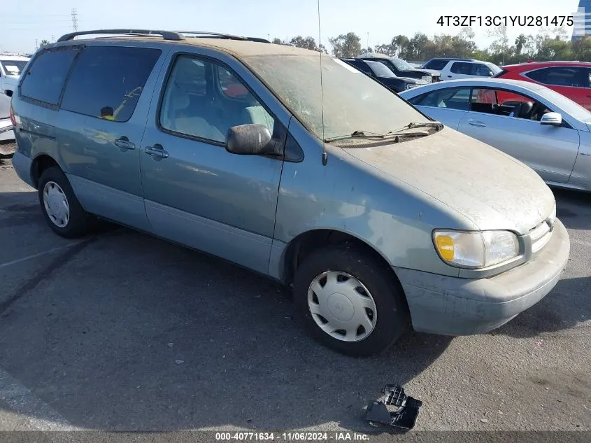 2000 Toyota Sienna Le VIN: 4T3ZF13C1YU281475 Lot: 40771634