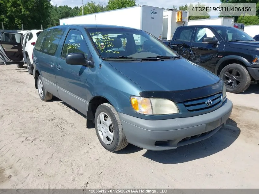 2001 Toyota Sienna VIN: 4T3ZF19C31U406456 Lot: 12056412