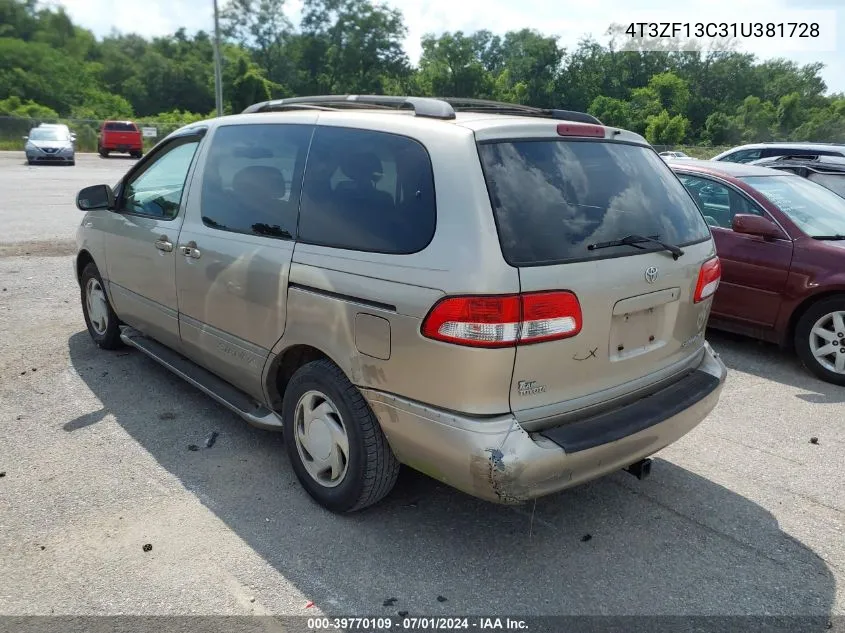 2001 Toyota Sienna Xle VIN: 4T3ZF13C31U381728 Lot: 39770109