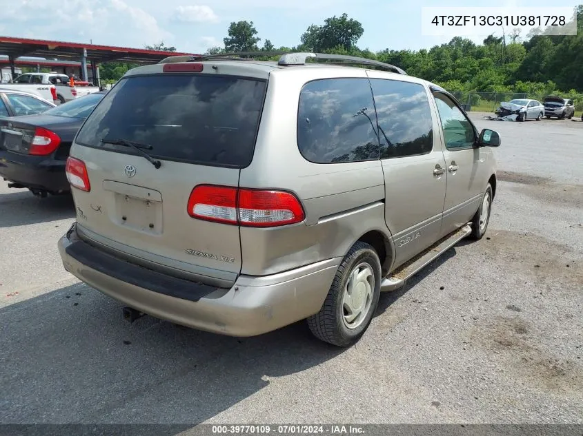 2001 Toyota Sienna Xle VIN: 4T3ZF13C31U381728 Lot: 39770109