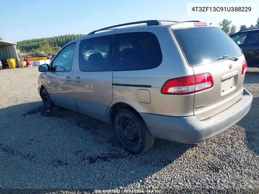 2001 Toyota Sienna Le VIN: 4T3ZF13C91U388229 Lot: 40091882