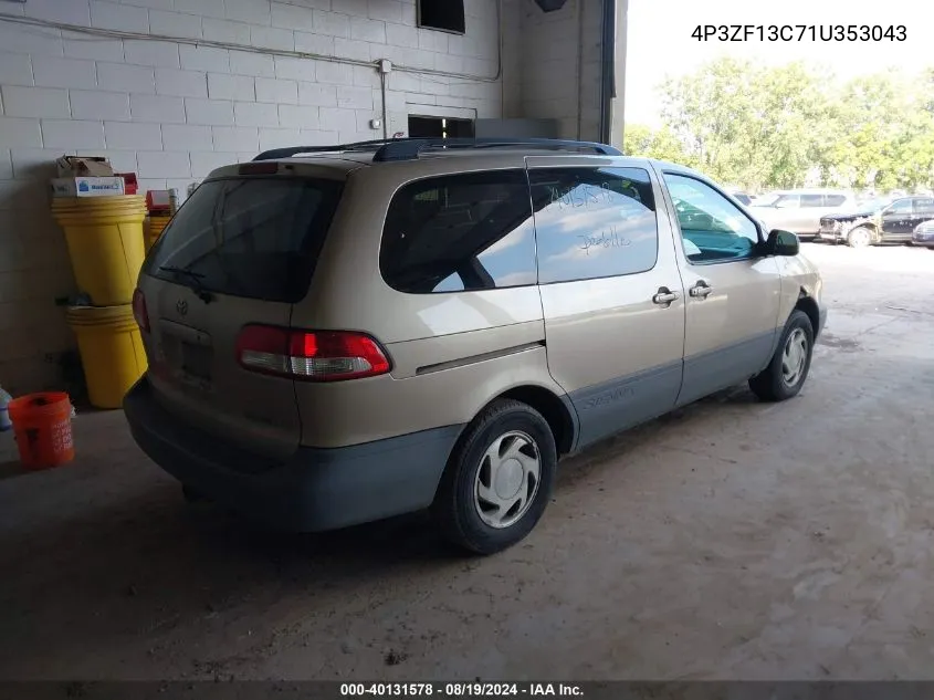 2001 Toyota Sienna VIN: 4P3ZF13C71U353043 Lot: 40131578