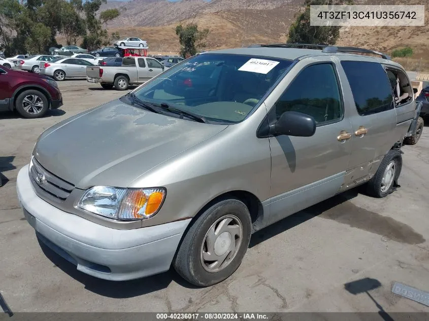 2001 Toyota Sienna Le VIN: 4T3ZF13C41U356742 Lot: 40236017