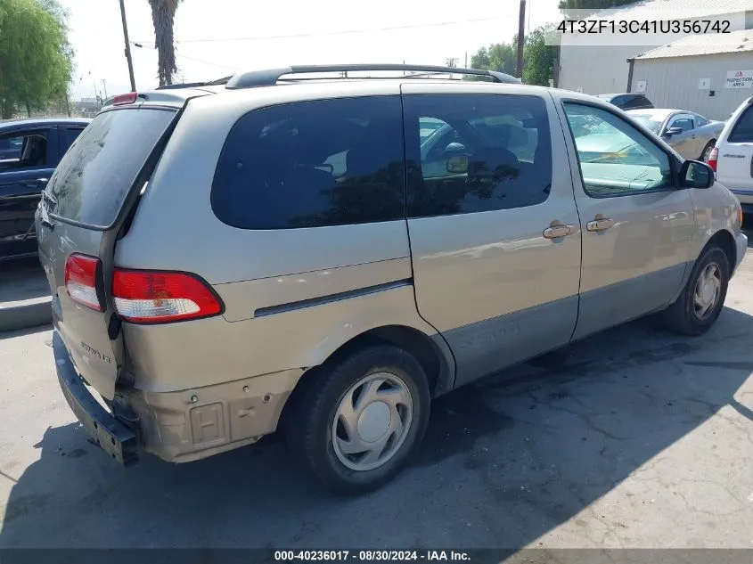 2001 Toyota Sienna Le VIN: 4T3ZF13C41U356742 Lot: 40236017