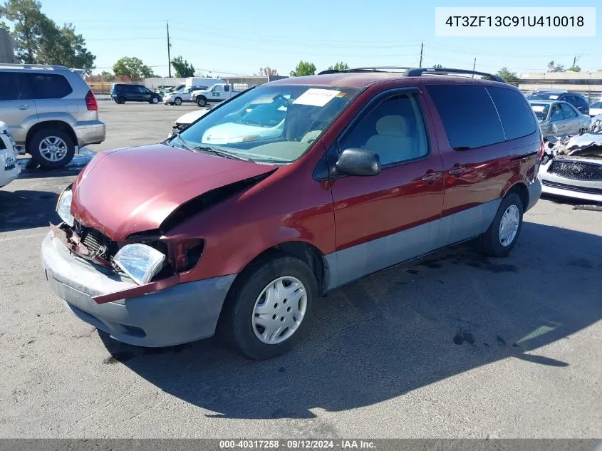 2001 Toyota Sienna Le VIN: 4T3ZF13C91U410018 Lot: 40317258