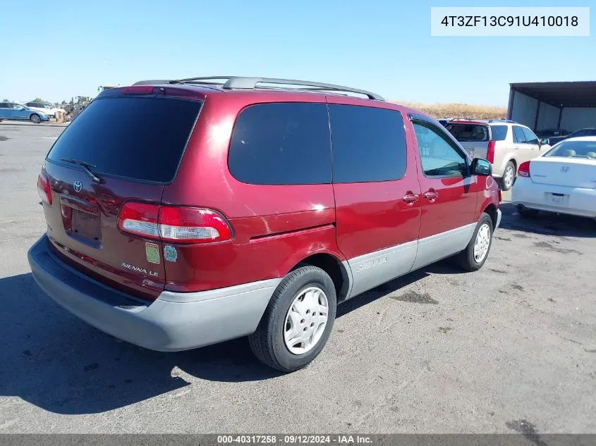 2001 Toyota Sienna Le VIN: 4T3ZF13C91U410018 Lot: 40317258