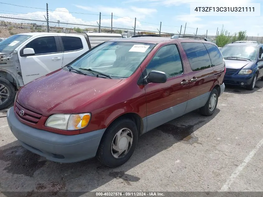 2001 Toyota Sienna Le VIN: 4T3ZF13C31U321111 Lot: 40327576