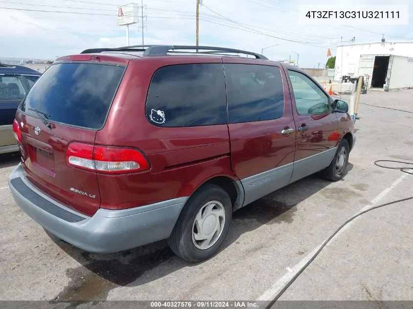 2001 Toyota Sienna Le VIN: 4T3ZF13C31U321111 Lot: 40327576