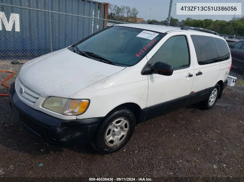 2001 Toyota Sienna Le VIN: 4T3ZF13C51U386056 Lot: 40330430