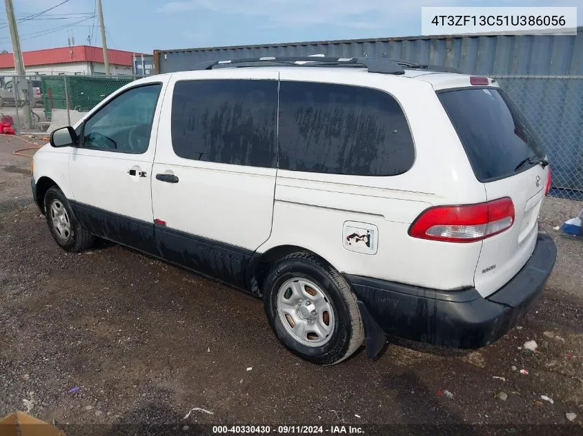 2001 Toyota Sienna Le VIN: 4T3ZF13C51U386056 Lot: 40330430