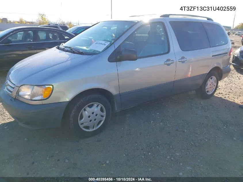 2001 Toyota Sienna Le VIN: 4T3ZF13C31U402559 Lot: 40395456