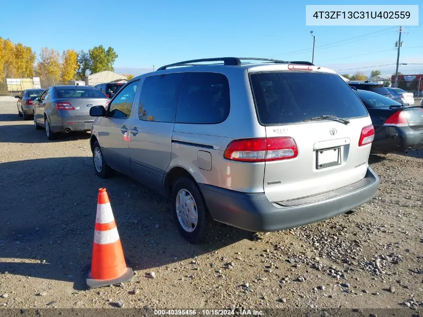 2001 Toyota Sienna Le VIN: 4T3ZF13C31U402559 Lot: 40395456