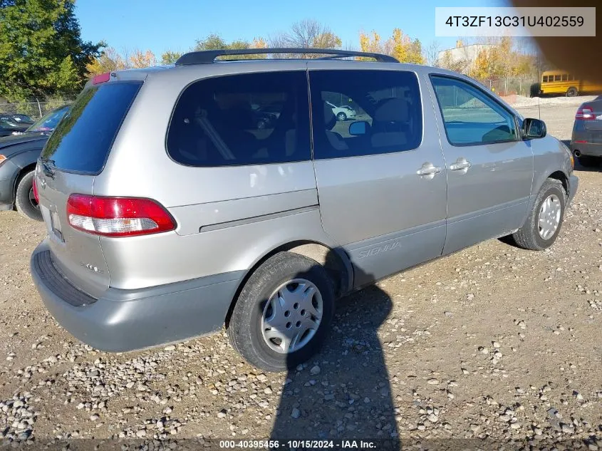 2001 Toyota Sienna Le VIN: 4T3ZF13C31U402559 Lot: 40395456