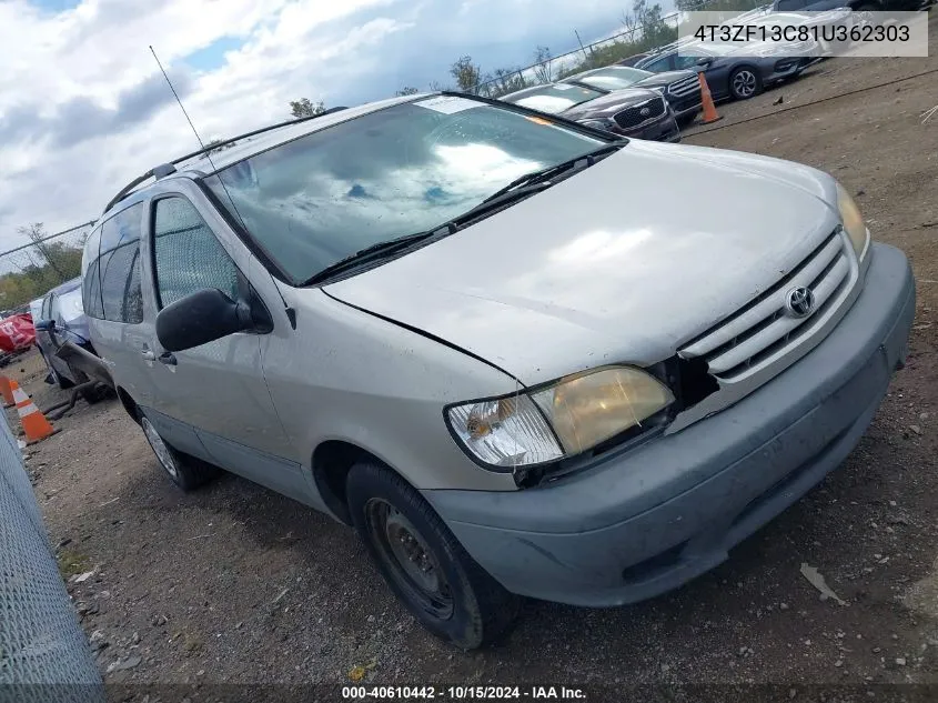 2001 Toyota Sienna Le VIN: 4T3ZF13C81U362303 Lot: 40610442