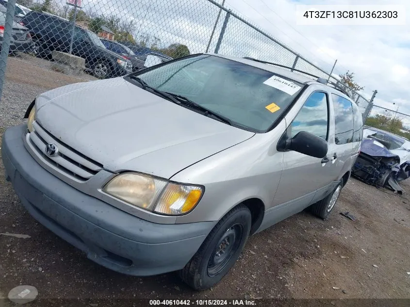 2001 Toyota Sienna Le VIN: 4T3ZF13C81U362303 Lot: 40610442