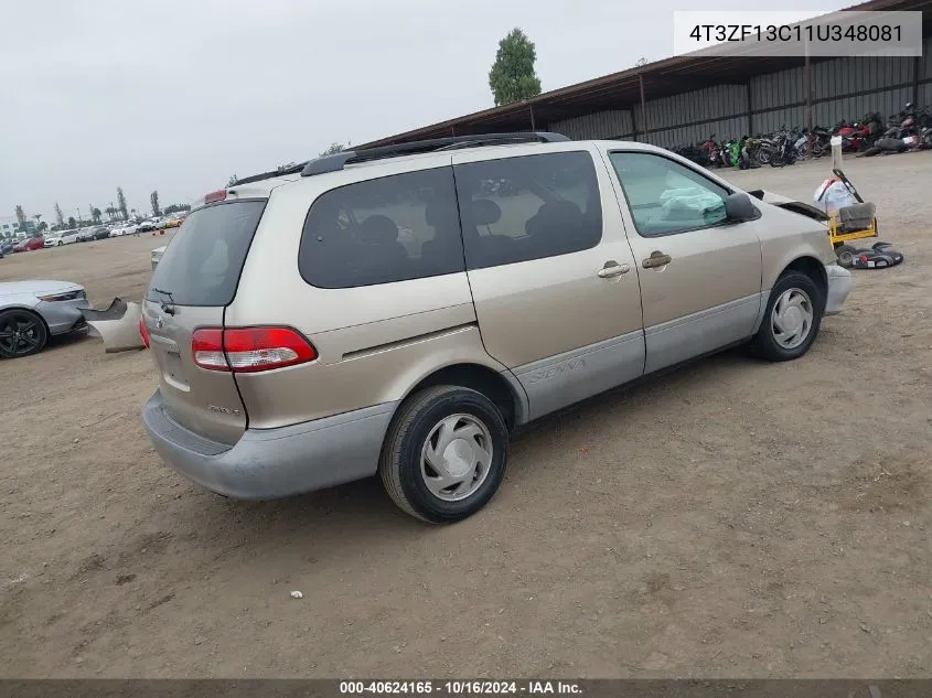 2001 Toyota Sienna Le VIN: 4T3ZF13C11U348081 Lot: 40624165