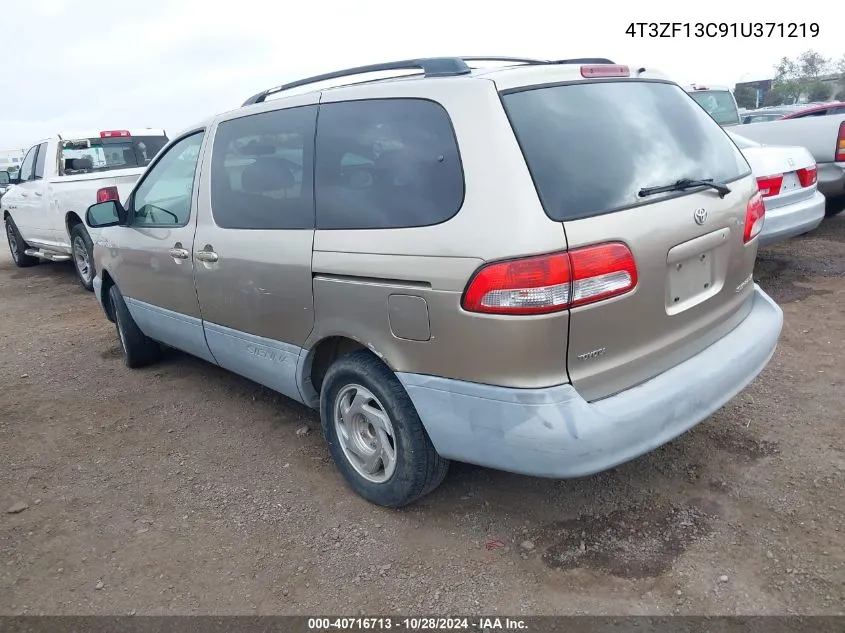 2001 Toyota Sienna Le VIN: 4T3ZF13C91U371219 Lot: 40716713