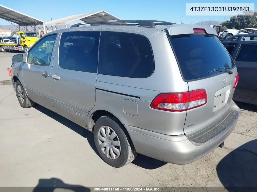 2001 Toyota Sienna Xle VIN: 4T3ZF13C31U392843 Lot: 40811160