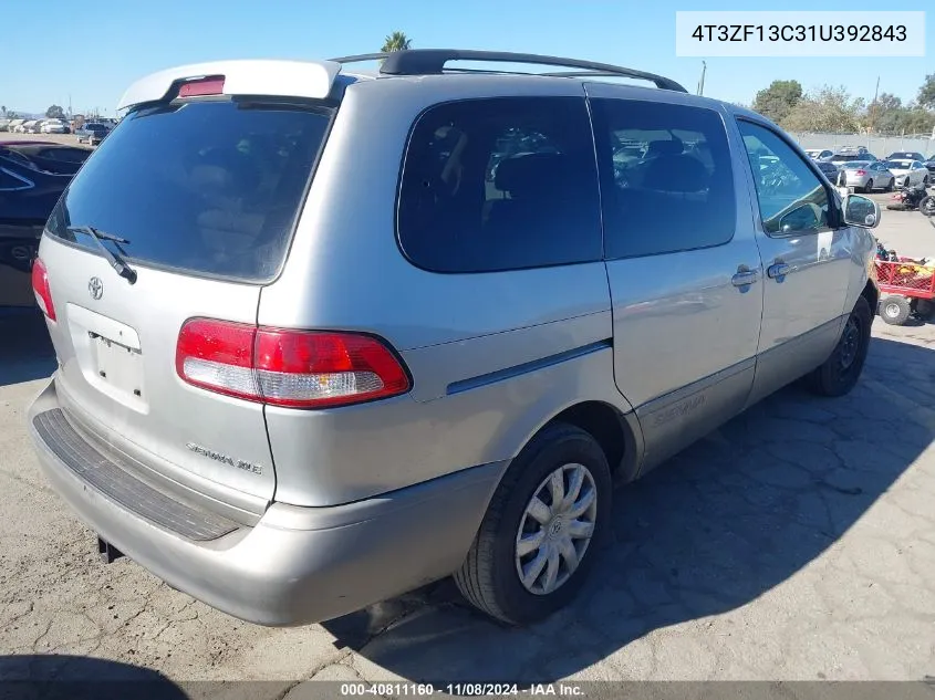 2001 Toyota Sienna Xle VIN: 4T3ZF13C31U392843 Lot: 40811160